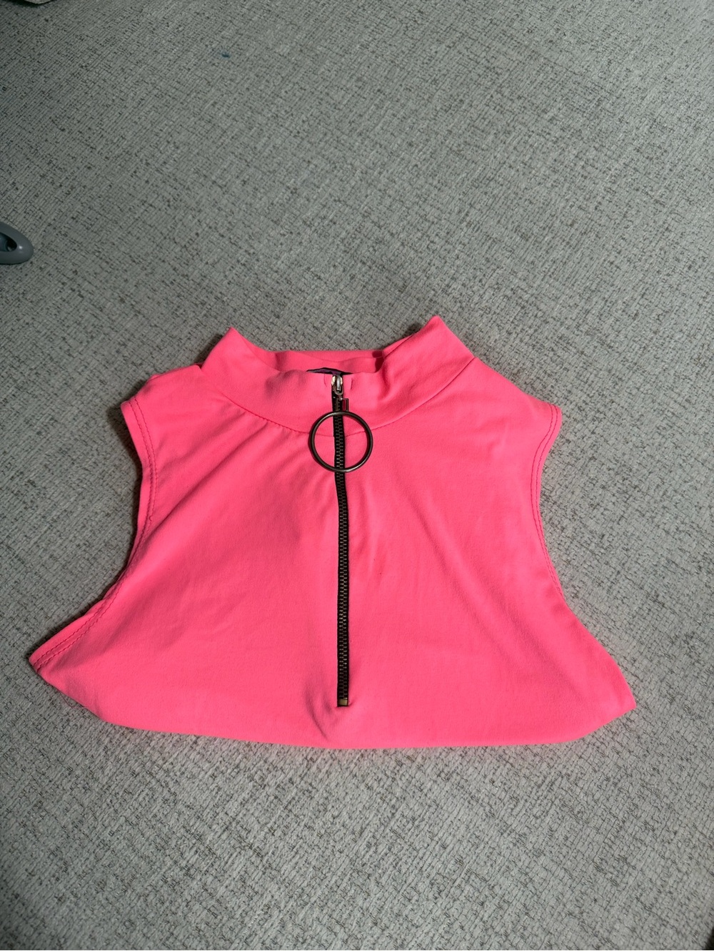 Sleeveless Mock Neck Onsie with Front Zip in Hot Pink
